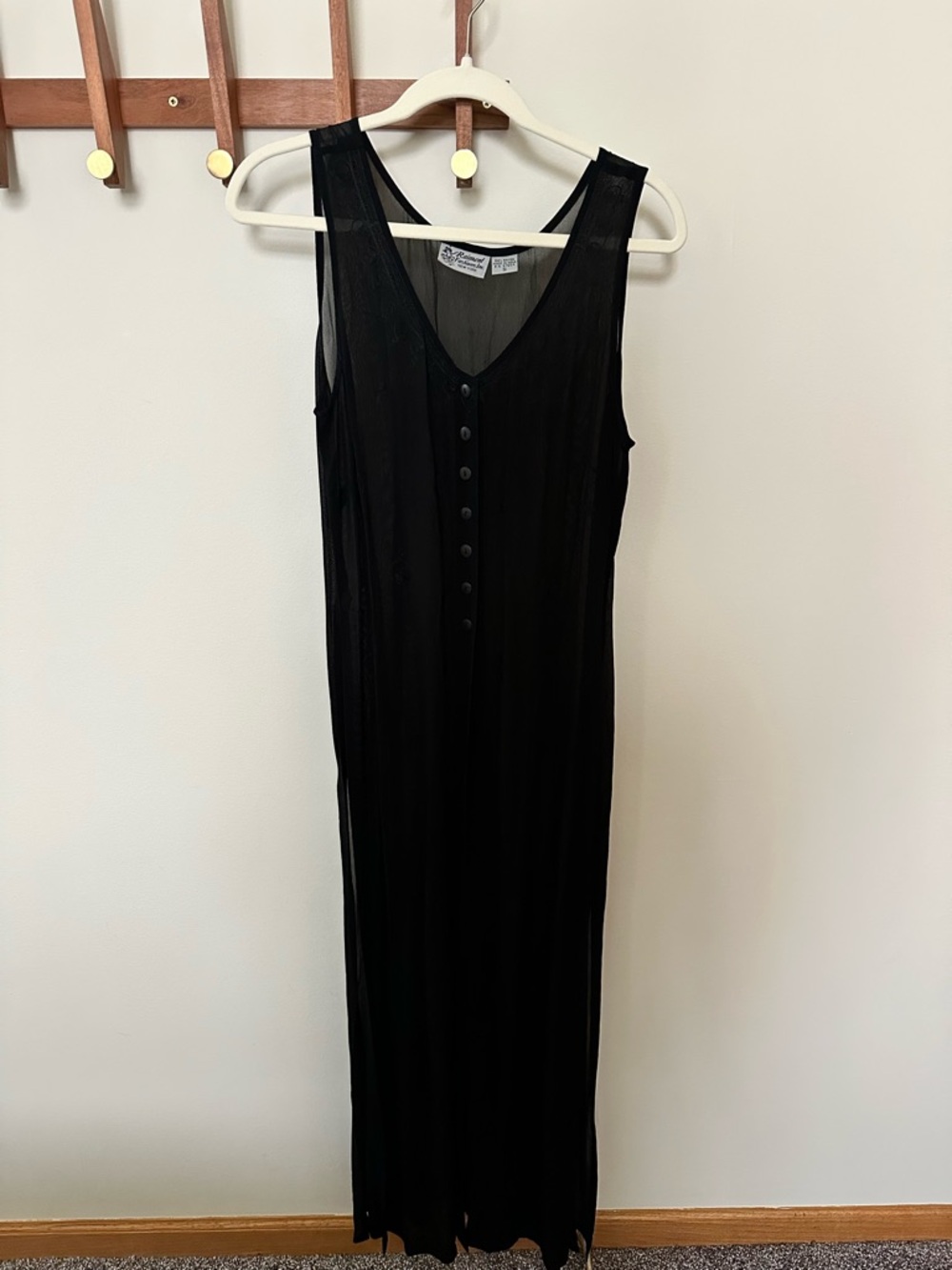 Black Sleeveless Button-Front Maxi Dress by